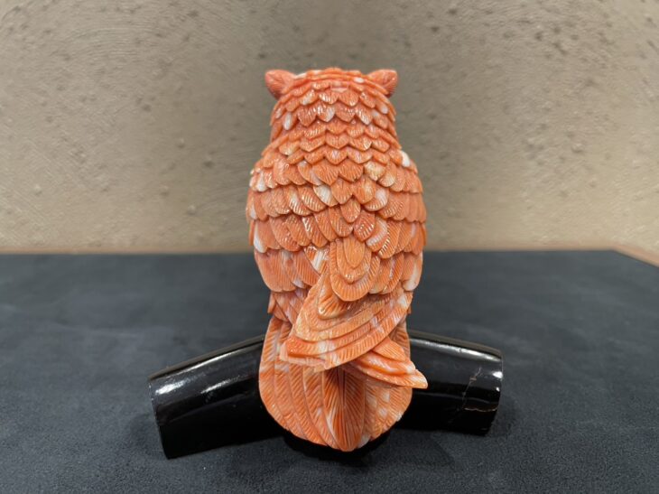 桃珊瑚 フクロウ 置物』 ｜骨董品買取 緑和堂
