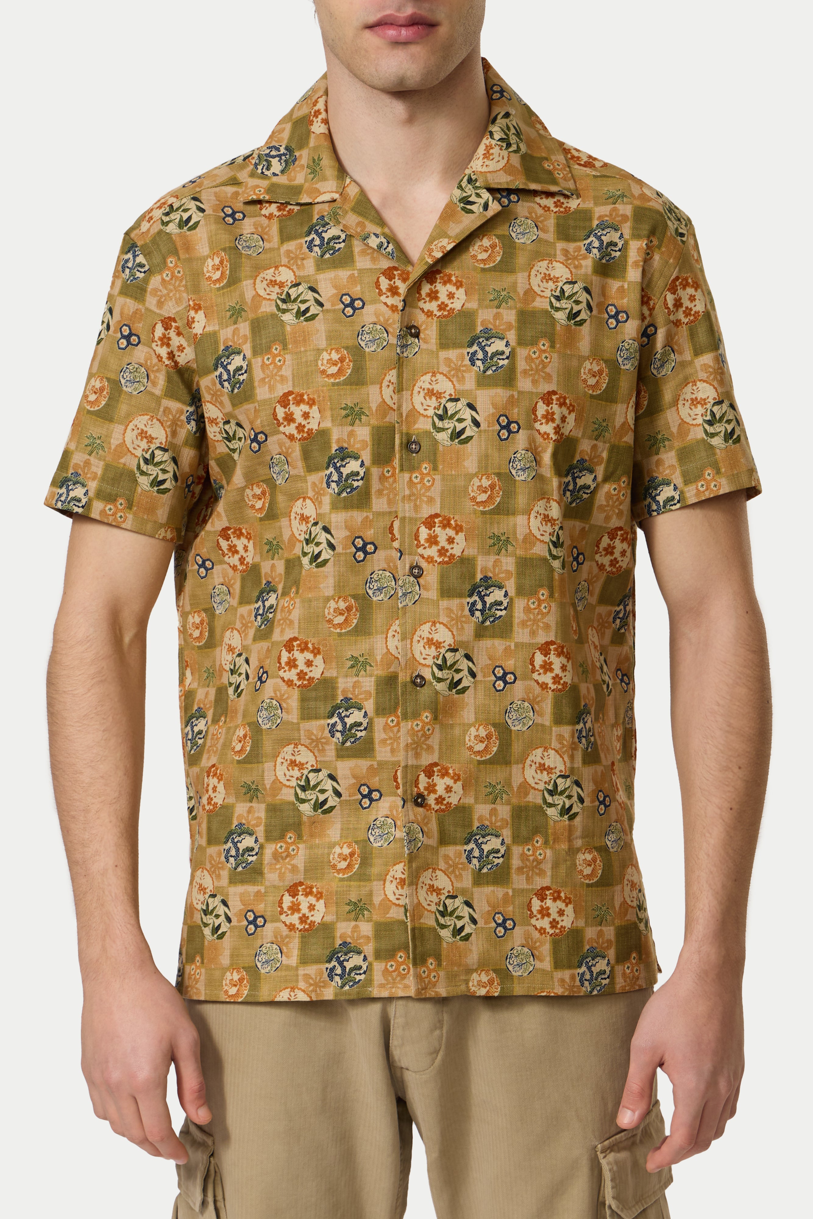 Blue Patchwork Bowling Shirt by Wolf vs Goat