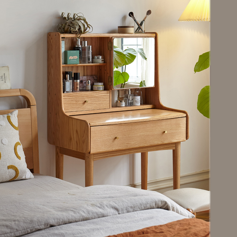 幅64テーブル 天然木 ドレッサー 鏡台 無垢材
