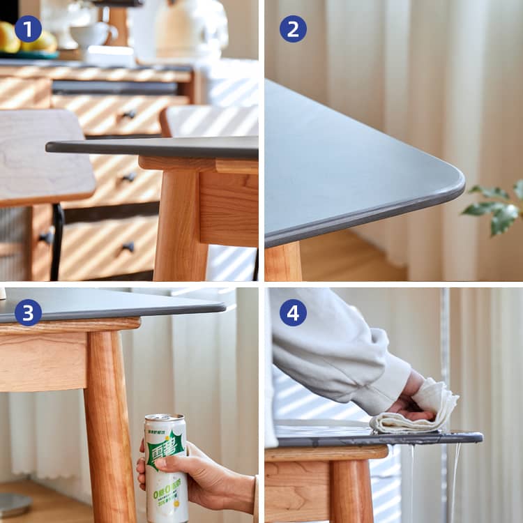 ダイニングテーブル 正方形 長方形テーブル セラミック天板 チェリー材