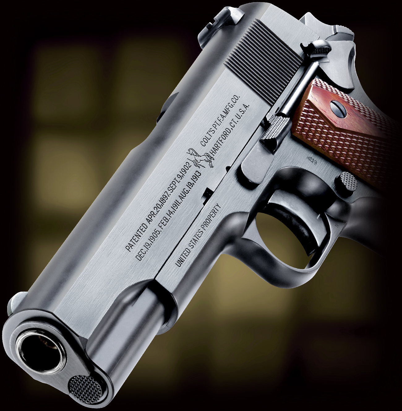 完売】WA【コルト】M1911 ブラックアーミー 木製グリップ付 【WESTERN