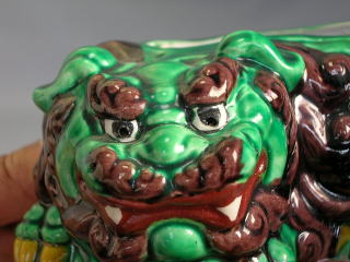 九谷焼 糠川（はせがわ）清章 獅子寿老人香炉