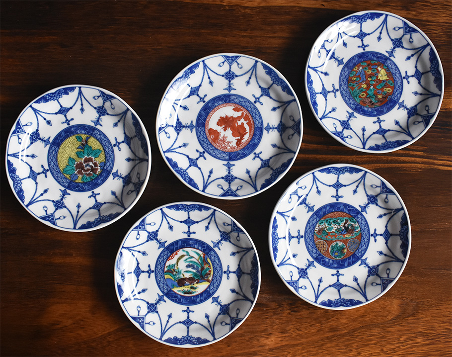 中皿 セット（ 径約 16cm ） 時代絵【アウトレット】 九谷焼専門店 和