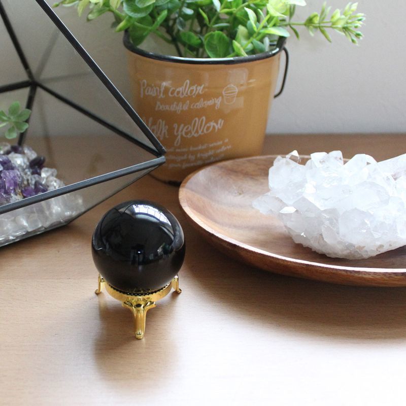 最強の邪気払い モリオン （黒水晶） 丸玉 約42ミリ 置石 - 天然石