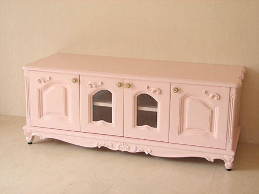 ラ・シェル テレビボード W120 猫脚 バービーピンク｜TVボード／テレビ