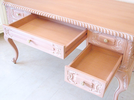 デスクW130cm ピンクベージュ色｜デスク｜輸入家具/ロココ調家具の