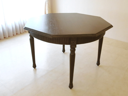 ダイニングテーブル 八角形 ダークブラウン オールドブリティッシュ