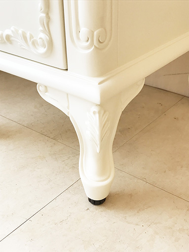 サイドチェスト W35cm 引出し2杯 クリームベージュ大理石天板