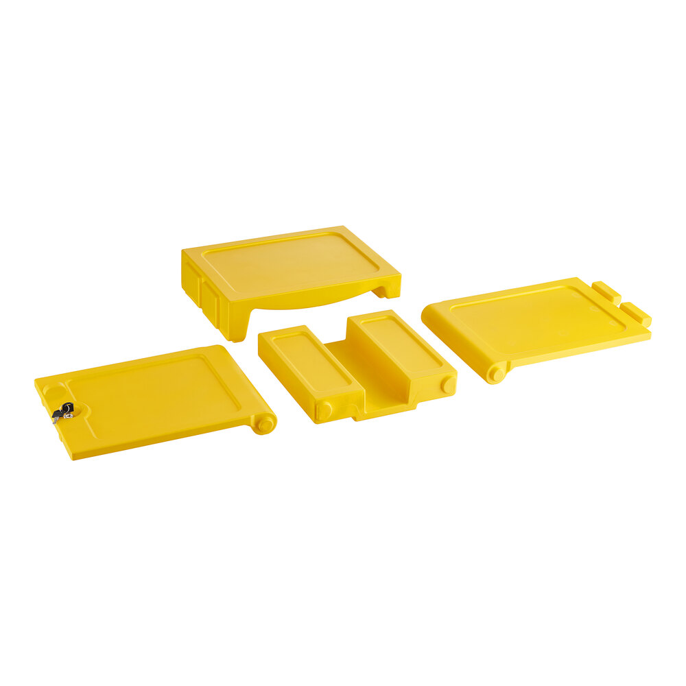 Yellow Lock Box with Key for Premium 3-Shelf Janitor Cart
