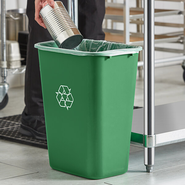 Lavex Janitorial 41 Qt. / 10 Gallon Green Rectangular Recycling