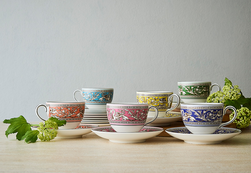 FLORENTINE COLOURS フロレンティーン ティーボウル＆ソーサー 6色