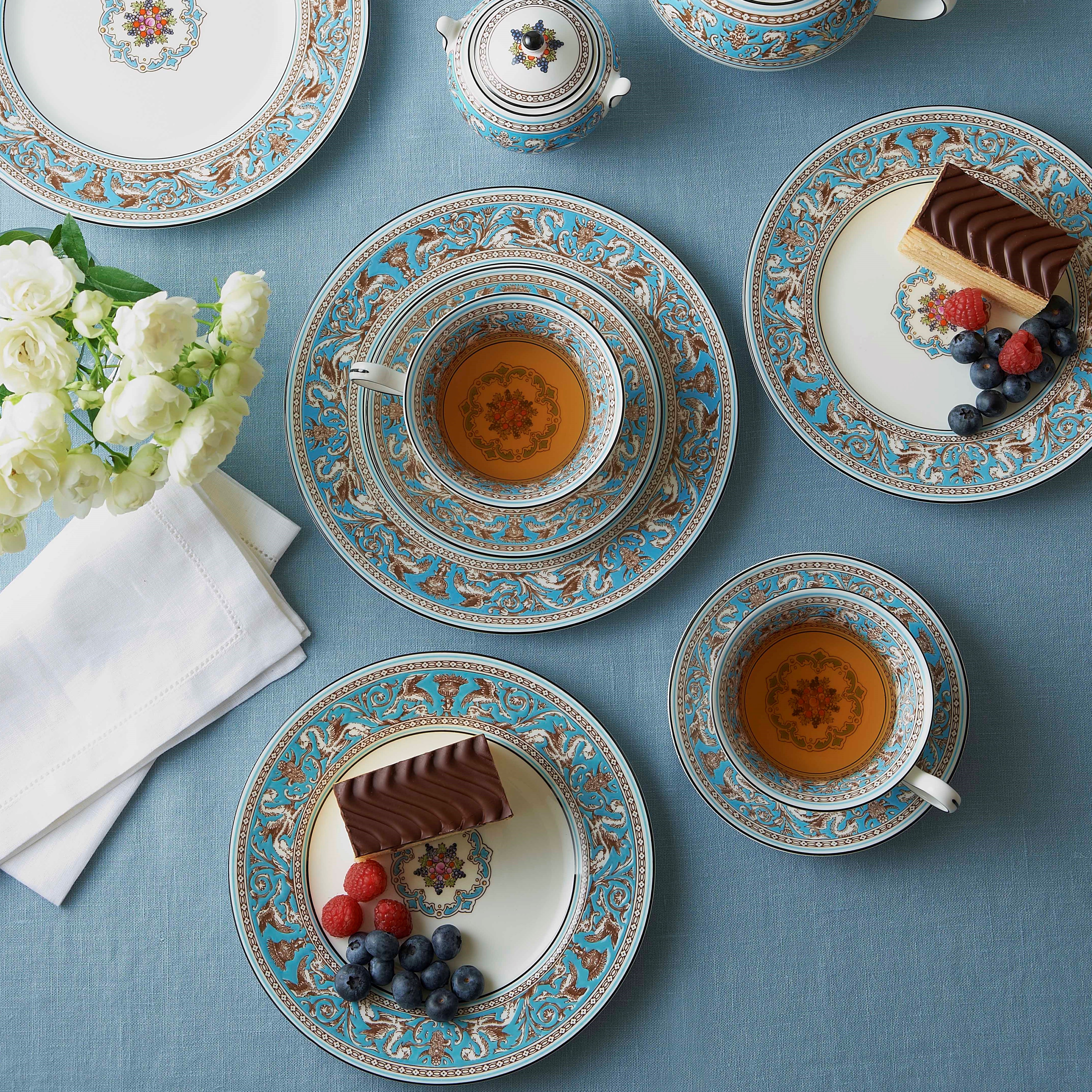 フロレンティーン ターコイズ ティーカップ&ソーサー (ピオニー