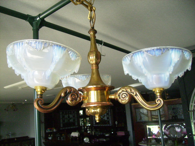 シャンデリア 3灯 シェード付き セット アンティーク