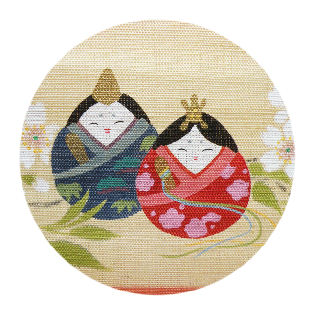 送料無料】 タペストリー 「さくら雛」 京都 洛柿庵 (らくしあん) 麻100%