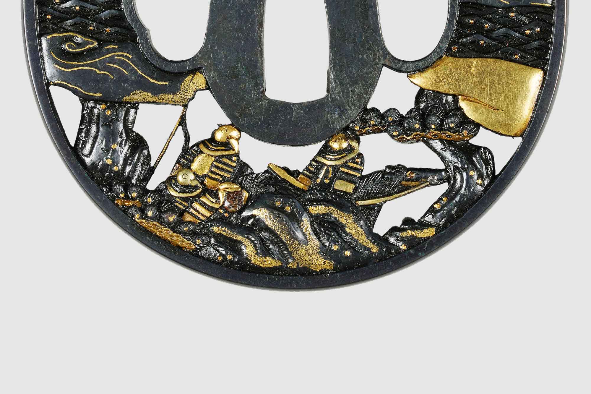 源平合戦扇の的図鍔 銘 藻柄子入道宗典製／ホームメイト