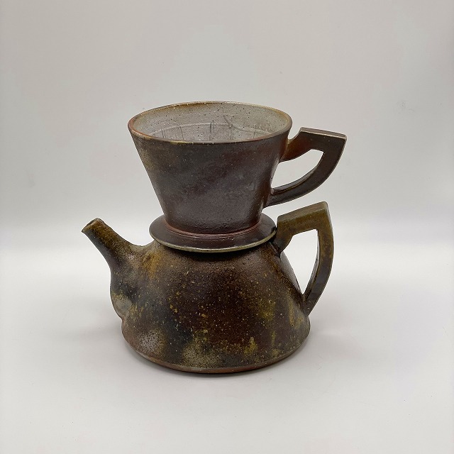 相馬美鶴作 備前焼 コーヒードリップセット 備前焼陶吉は人間国宝作品