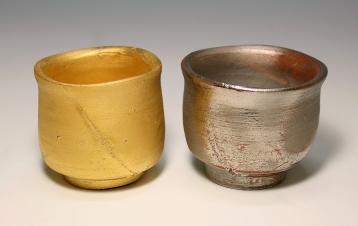 松井與之 金彩酒呑 銀彩酒呑 各共箱