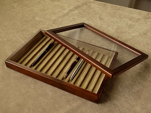 ペントレイ（かぶせ蓋付き） [万年筆,波板,起毛状布,スタッキング可能