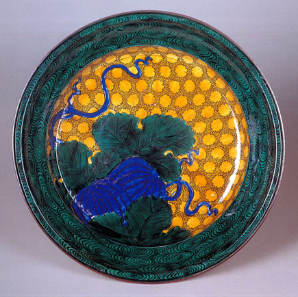 色絵 唐獅子牡丹・鶴図 一尺三寸皿 径40cm】古伊万里 色絵 唐獅子