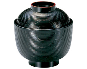 TA］耐熱ニュー亀甲小吸椀黒内朱(蓋付の汁椀(漆器・樹脂・木製