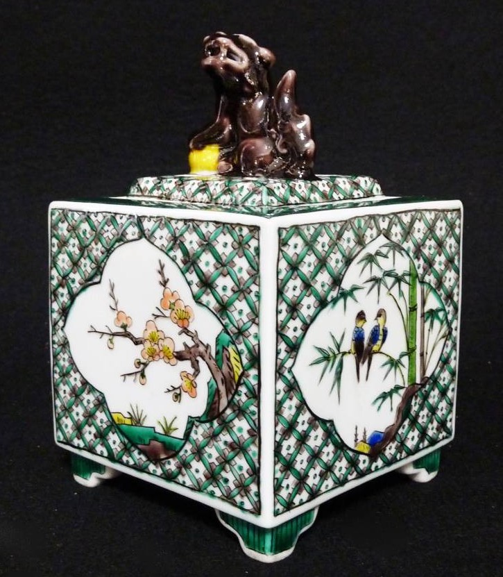 九谷焼竹腰潤香炉雀の絵