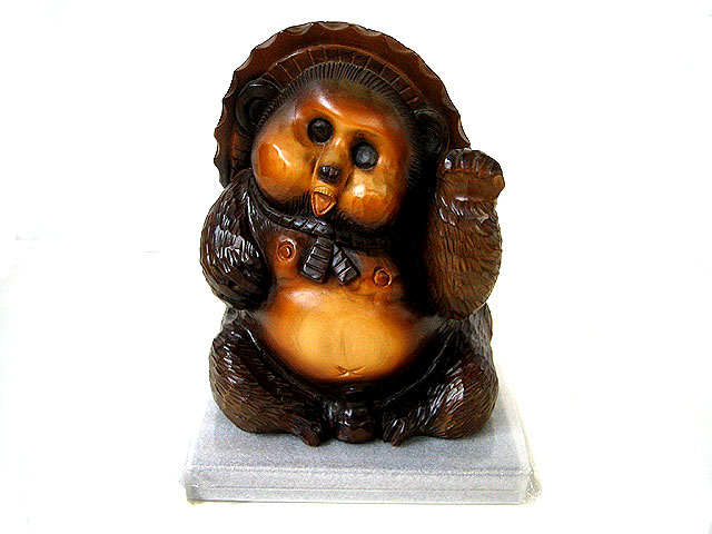 木彫り招きたぬき [トミヤ郷土民芸]