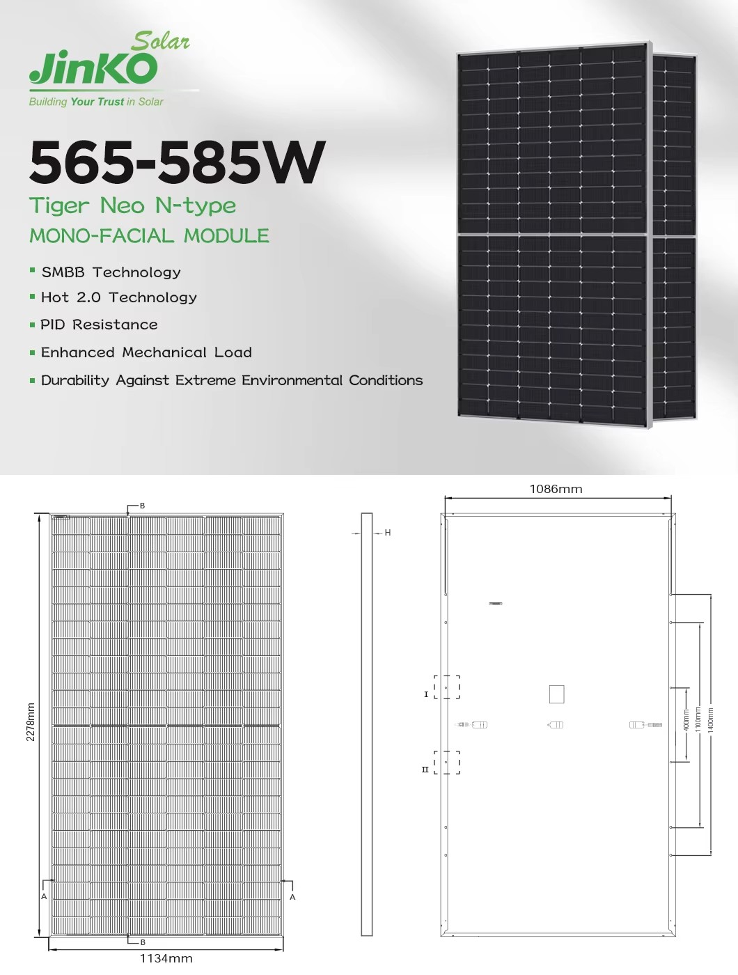 Jinko JKM585N-72HL4-V 565W-585W Mono panel - product - Shenzhen