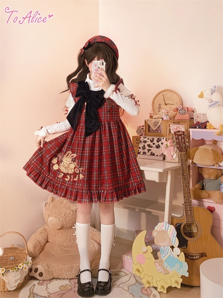 Last one】【ToAlice】C7688タータンチェックアニマルジャンパー