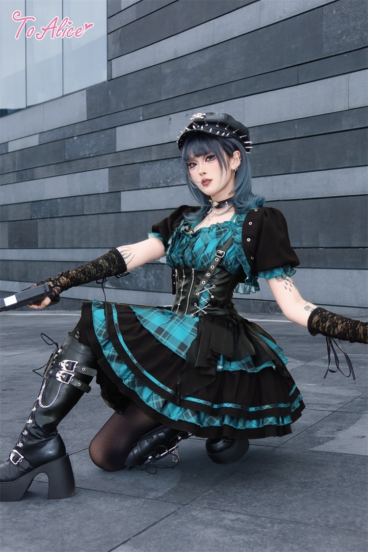 BlackShamrock】パンクロックティアードジャンパースカート - To Alice