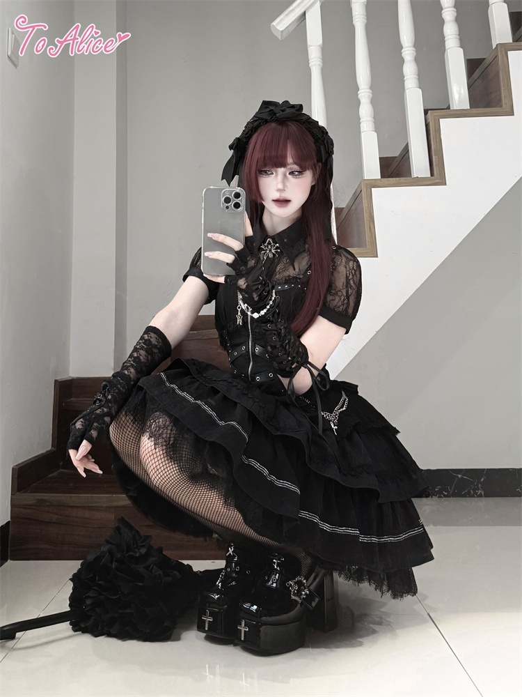 BlackShamrock】F187ベルトデザインスパイダージャンパースカート - To