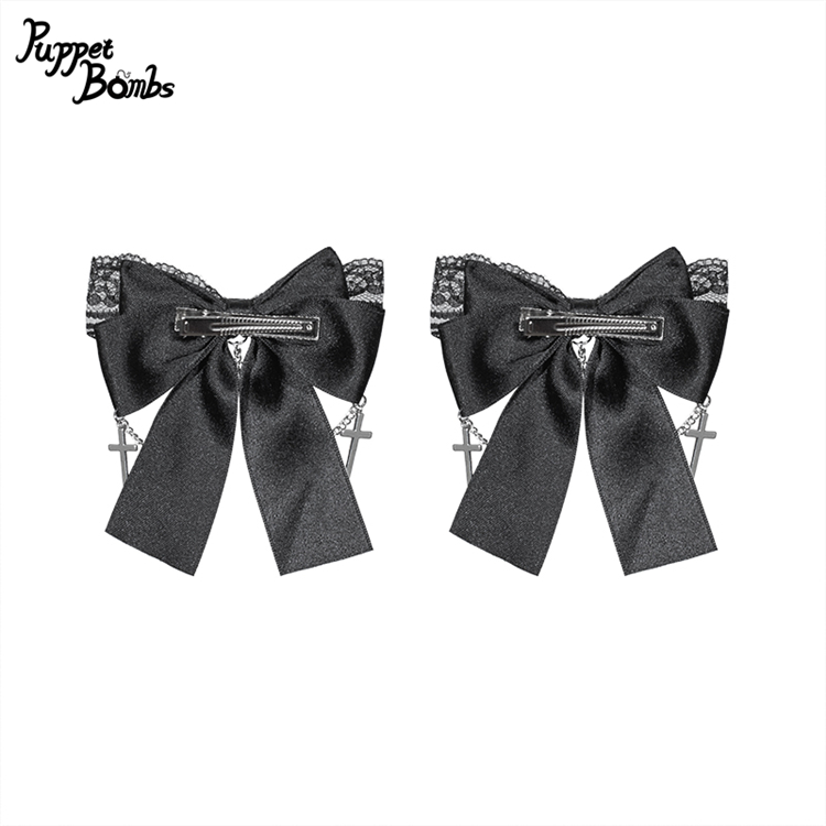 送料無料】QS231ハートビジュー×クロスチャームリボンクリップ《予約