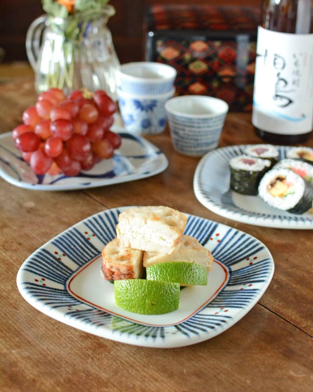 砥部焼の和食器 梅山窯の角皿 【砥部工房 からくさ】