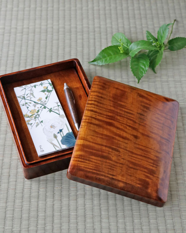 京漆器 平安 信氏 硯箱 書類入 煎茶道具入れ 天然木 本漆器 共