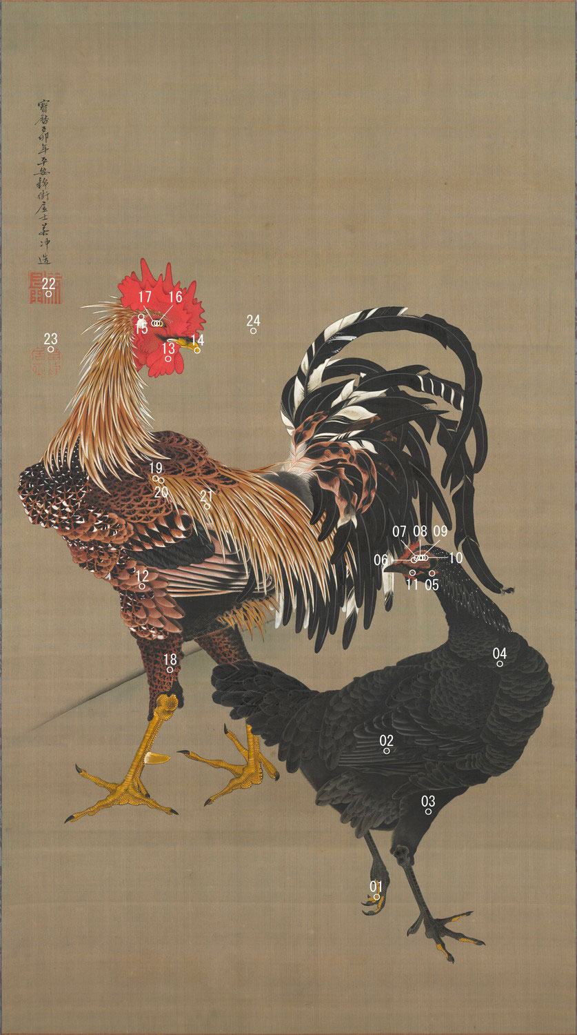 蛍光X線分析_7_大鶏雌雄図 - 皇居三の丸尚蔵館収蔵作品・東京文化財
