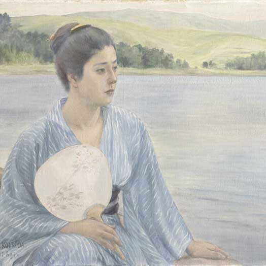 様々な光源で撮影された写真の比較 | 湖畔 | 黒田記念館 黒田清輝油彩