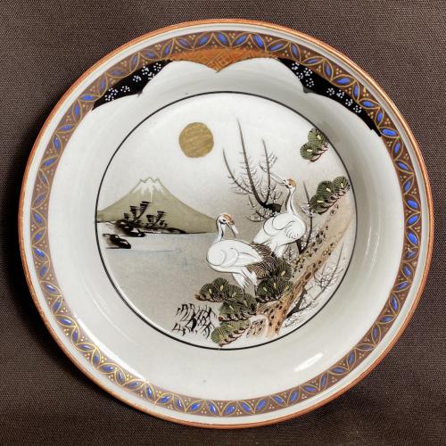 富士山に鶴図染付なます皿 九谷焼 /490│埼玉県熊谷市のの骨董品専門店
