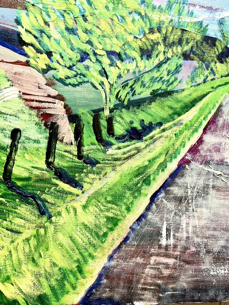 日野市の河川敷にある一本道A straight road along the riverbed of