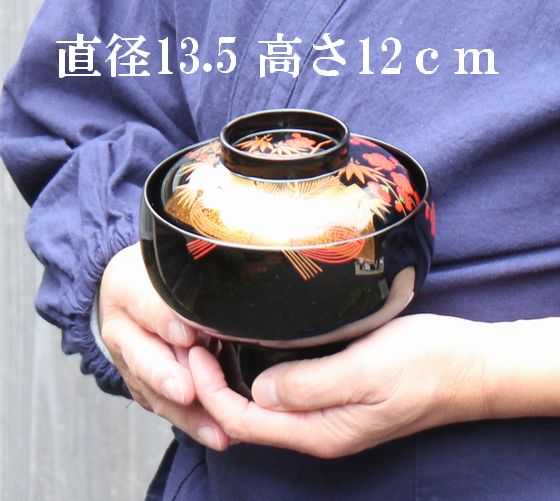 雑煮椀 折鶴松竹梅蒔絵 2客1組 264,000円（税込） | 輪島塗の塗師屋