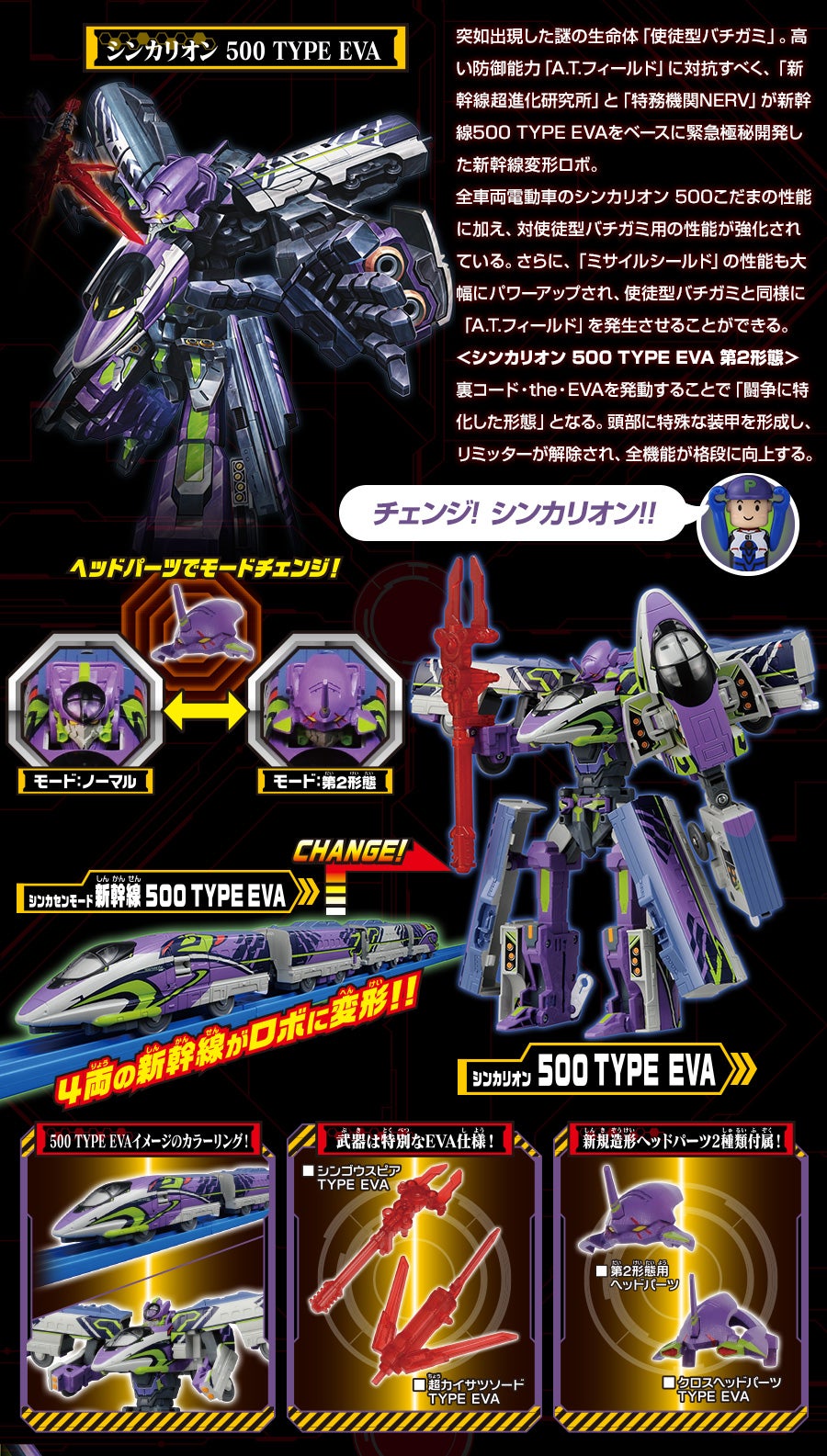新幹線変形ロボ シンカリオン 500 TYPE EVA｜徹底解剖｜プラレール