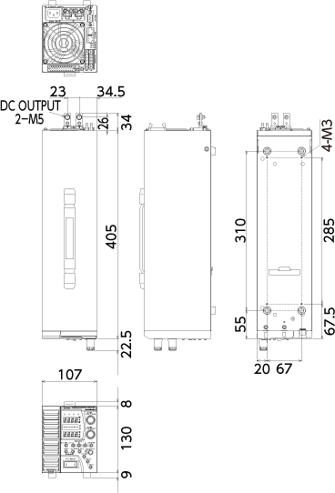 直流 安定化電源｜ZX-Sシリーズ｜外形寸法｜高砂製作所