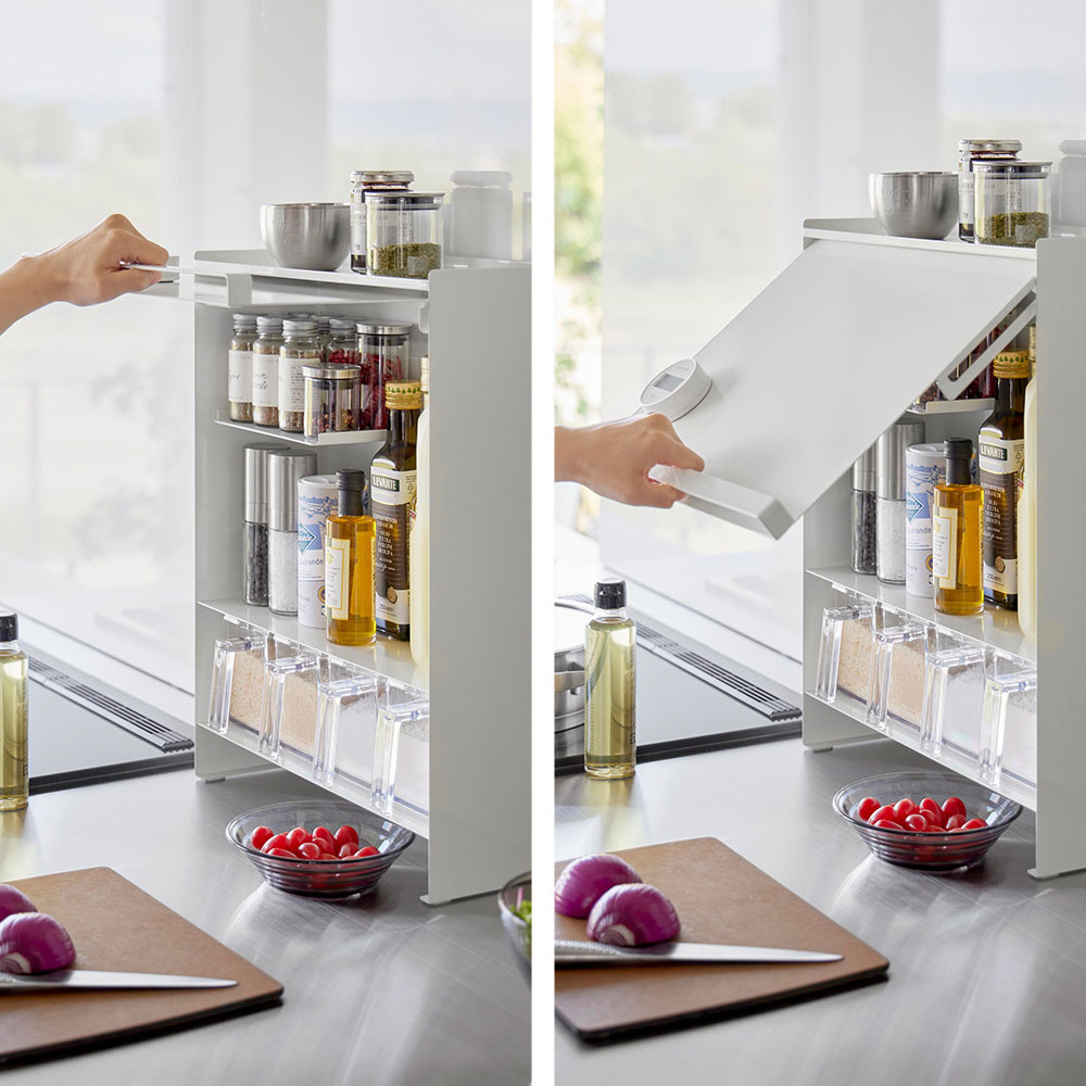 tower＞前が開く 隠せる調味料ラック タワー （ホワイト） | 商品詳細