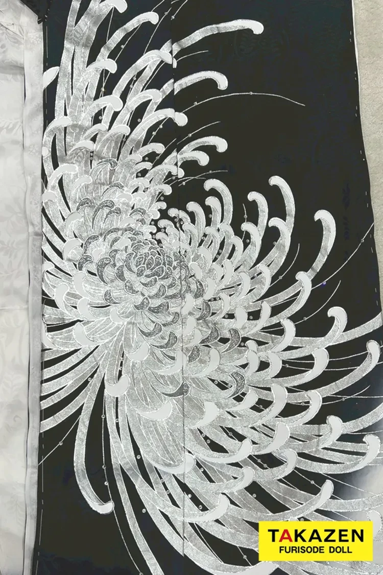 最新作粋古典 黒シルバー 乱菊柄/大柄 最高級金彩刺繍友禅 かっこいい