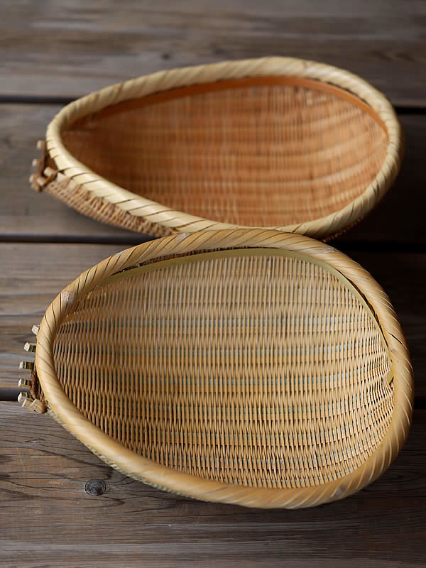 片口ざる、カズラ箕、馬蹄型の竹細工 - 竹虎四代目がゆく！