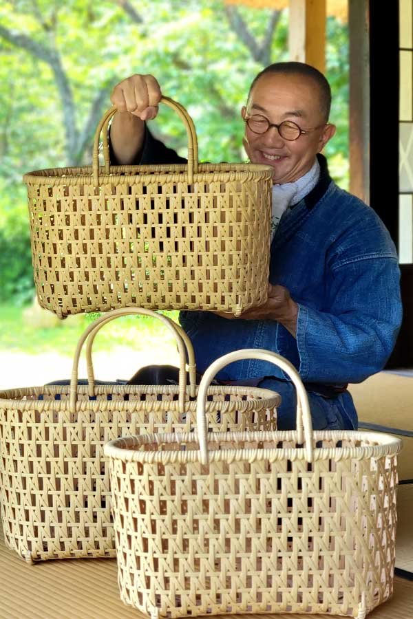 貴婦人、白竹差し六ツ目手提げ籠バッグ - 竹虎四代目がゆく！