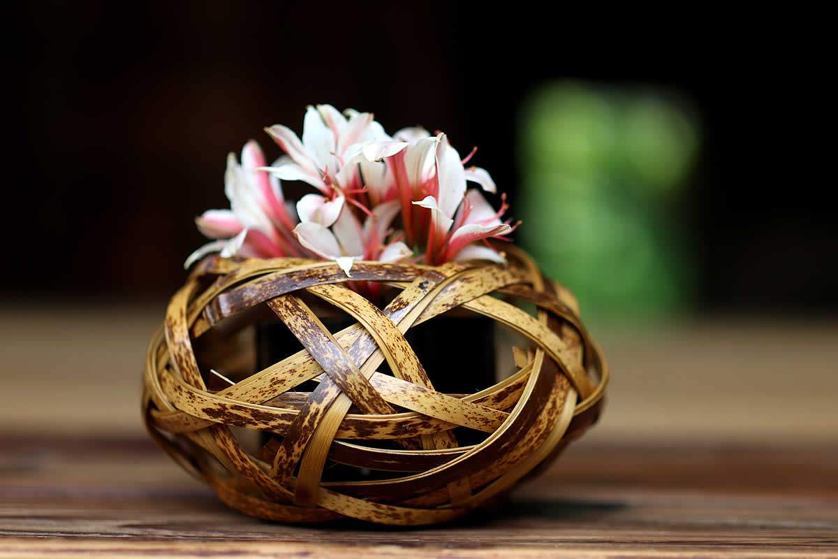 虎竹花籠 姫水盤 | 虎斑竹専門店 竹虎