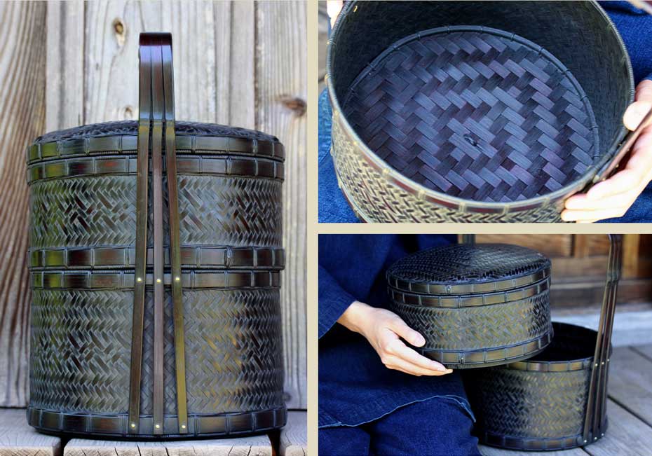 ワケあり一点限り】 染竹二段茶びつ | 虎斑竹専門店 竹虎