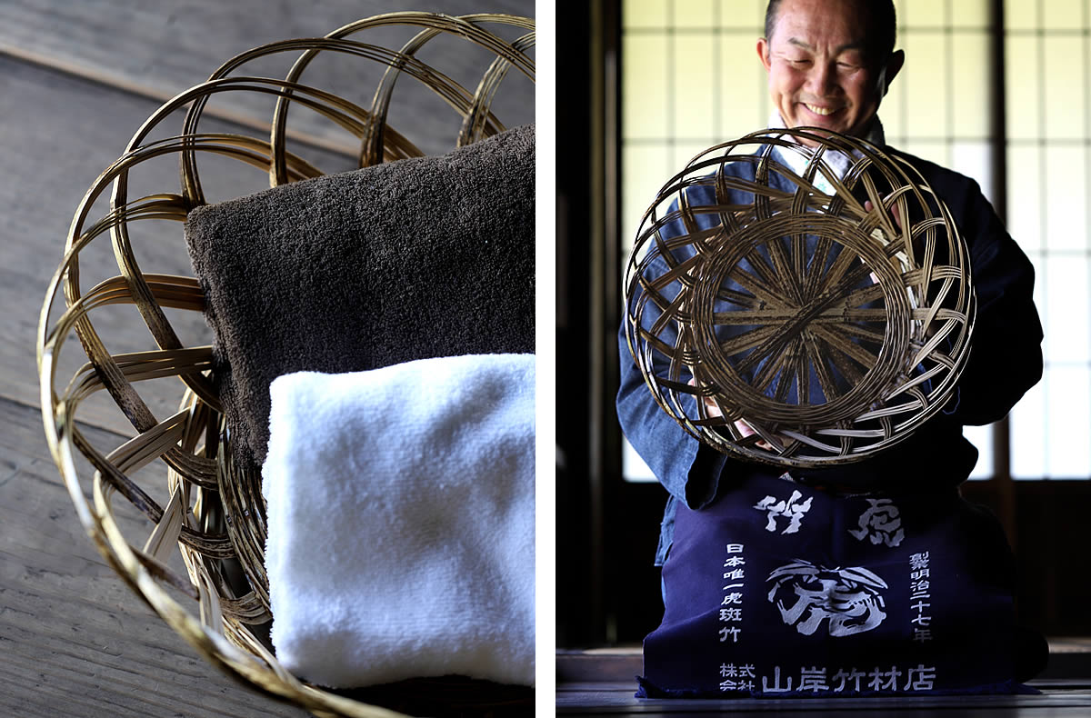 虎竹洗濯籠（特大）日本唯一の虎竹で昔懐かしい洗濯籠を復刻高足付で