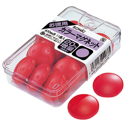 たのめーる】ソニック カラーマグネット 直径30mm 赤 AW-232 1ケース