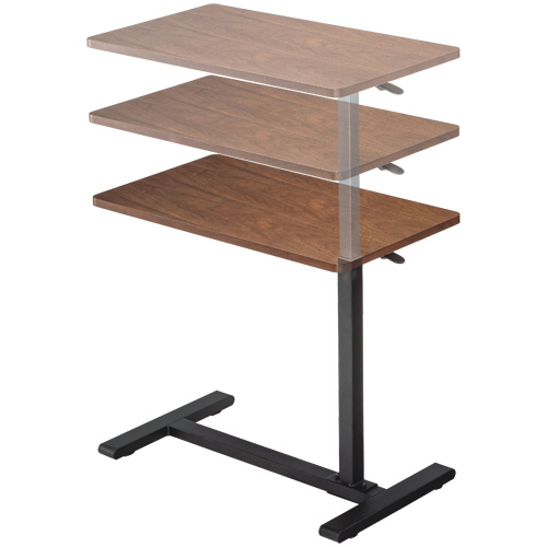 たのめーる】YAMAZEN レバー式昇降テーブル ウォルナット/ブラック KUT