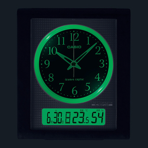 たのめーる】カシオ 夜見えライト付電波置時計 温湿度計付 ホワイト